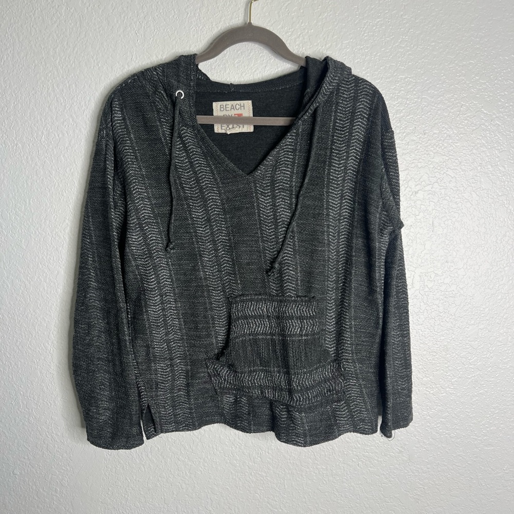 Beach by Exist Grey V Neck Hoodie Medium